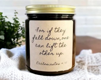 Friendship Candle, Ecclesiastes 4:10 Scripture Candle, Christian Gift, Uplifting Friend Gift