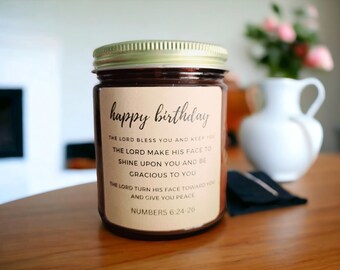 Happy Birthday Soy Candle, Bible Verse Gift