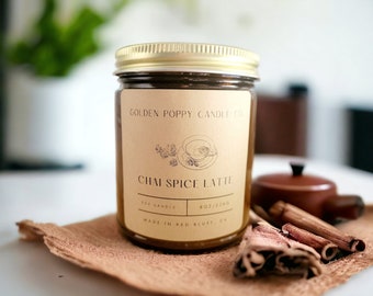 Chai Spice Latte Candle: Hand Poured Soy Wax, 30 Hour Burn