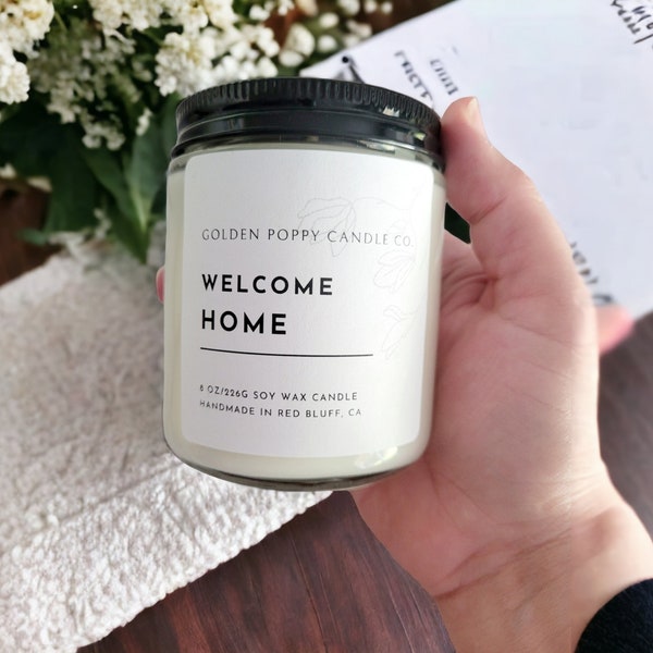 Welcome Home Candle, Housewarming Gift, Fig & Apple Scented Candle, Gift For First Time Home Buyer, Gift For New Parents