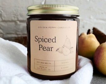 Spiced Pear Candle: Honey & Toasted Spice, Soy Wax (7.5oz)