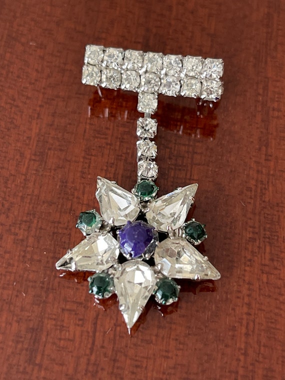 ヴィンテージラインストーンフラワーブローチ - Etsy 日本