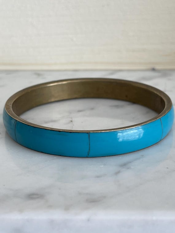 Turquoise Bangle Stack , 3 Varied  Torquoise Bang… - image 2