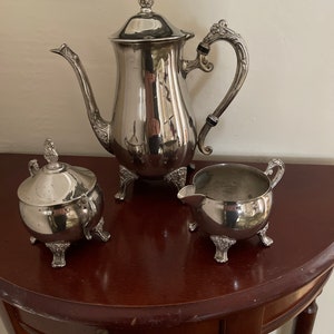 Vintage Silver Plated Coffee set , Coffee Pot , Sugar Bowl and Jug