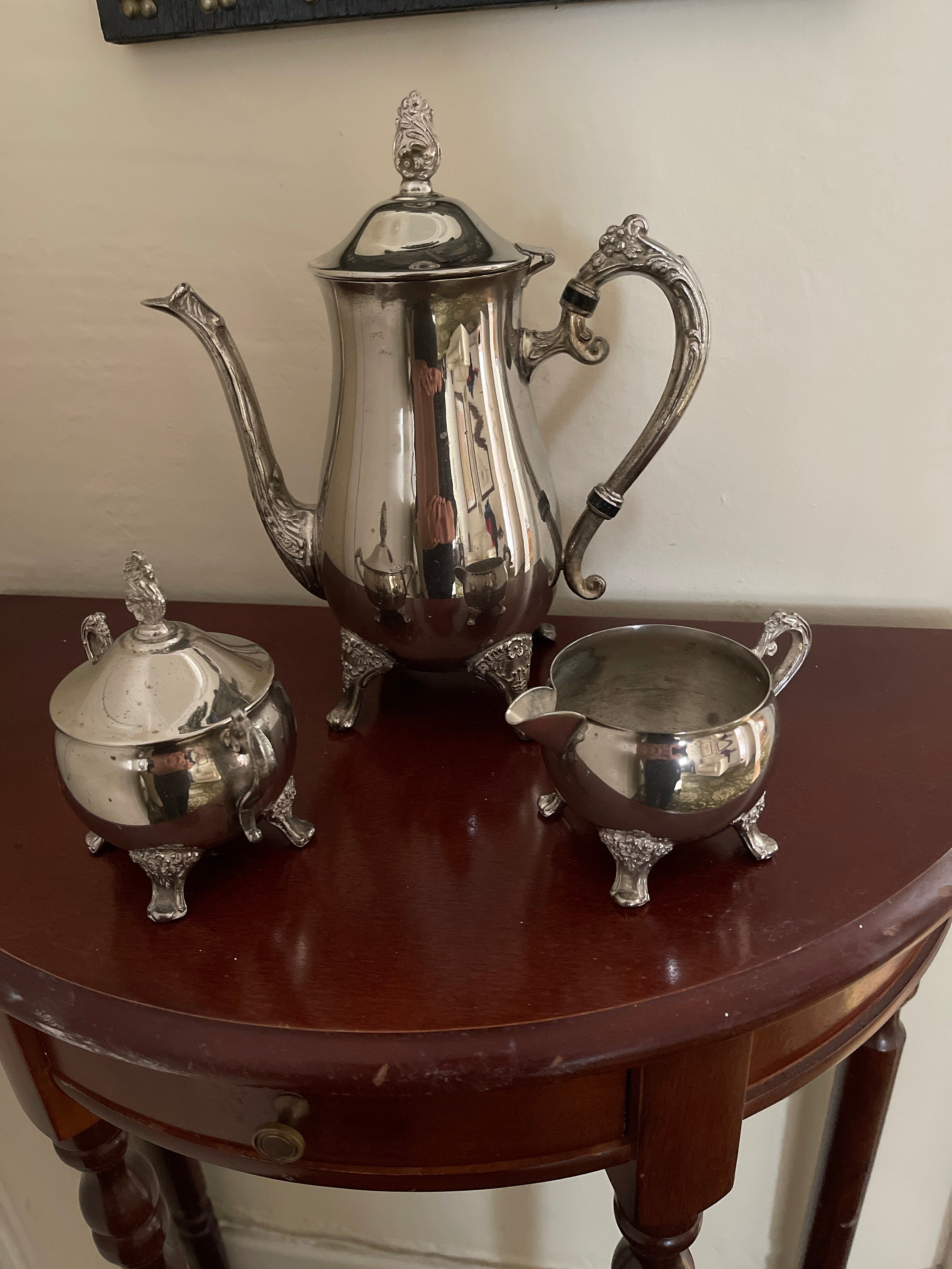 Vintage Silver Plated Coffee Set , Coffee Pot , Sugar Bowl and Jug - Etsy