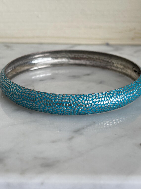 Turquoise Bangle Stack , 3 Varied  Torquoise Bang… - image 3