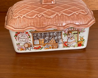 Plato de mantequilla Sadler, Vintage Sadler Cottage Ware, La tienda de lácteos, Plato de mantequilla