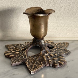 2Vintage Brass Candle Holder , Candle Sticks, Berries and Leaf Design , Brass Decor