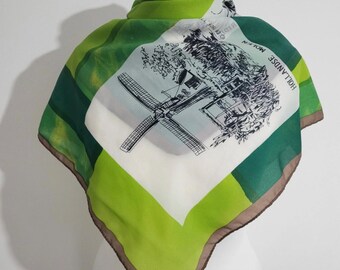 Sciarpa verde vintage con motivi olandesi, souvenir