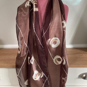 Vintage Floral Print Brown and Cream Scarf