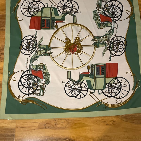 Vintage Green  Horse Carriage Square Scarf