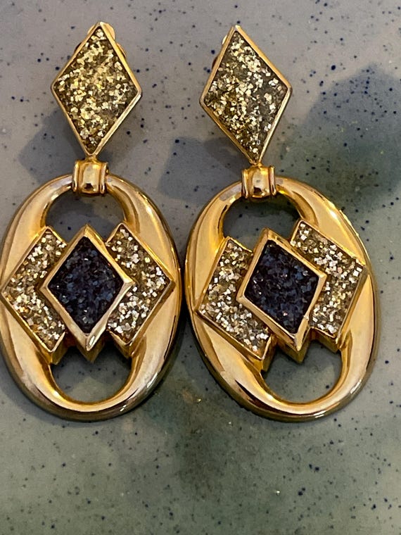 Boucles D’oreilles Vintage Art Déco – Fixation Clips – Occasion – Sans Marque