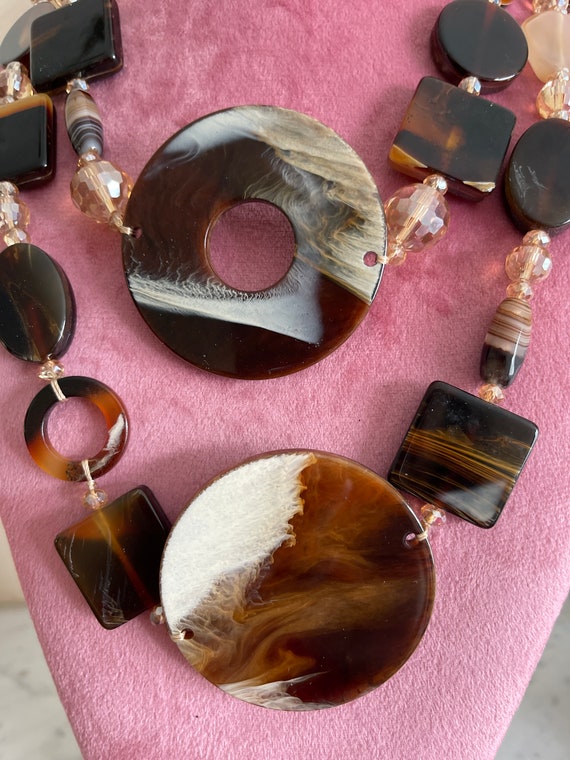 Tortoise Shell Effect Statement Necklace: - image 4