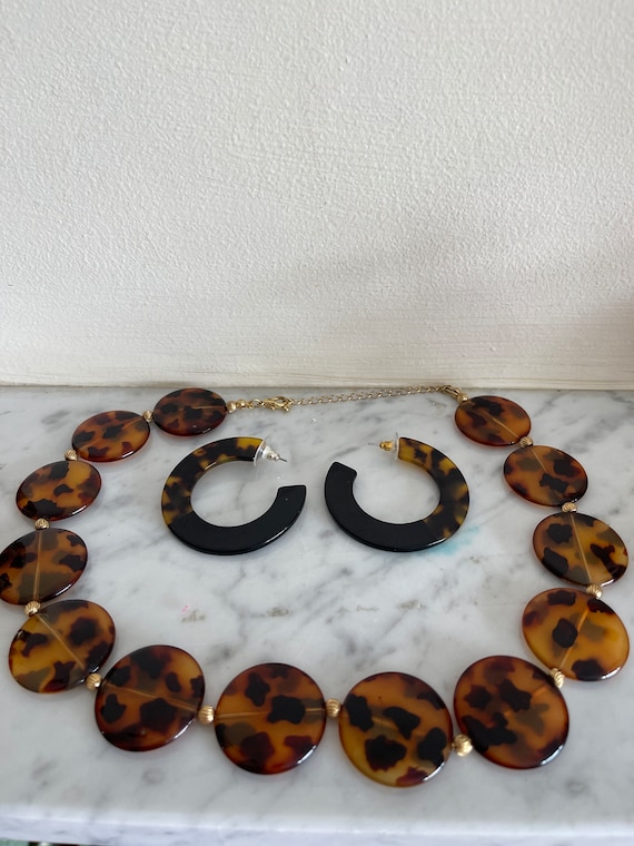 ヴィンテージフェイクべっ甲ネックレス＆イヤリングセット - Etsy 日本