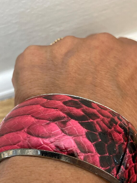 Vintage Dark Pink  and Black Python  Bangle: - image 6