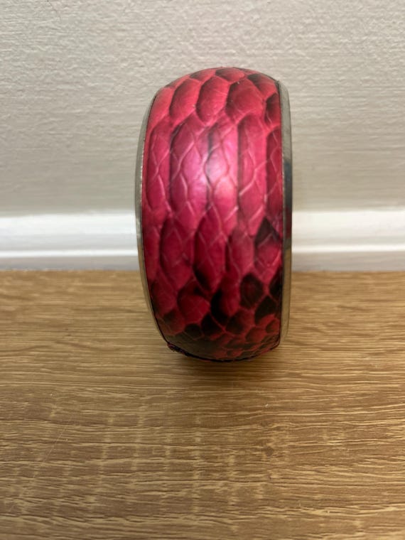 Vintage Dark Pink  and Black Python  Bangle: - image 4