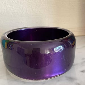 Chunky Purple Acrylic Bangle, Retro Bangle,Vintage Purple Bangle