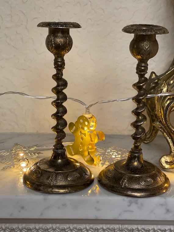 キャンドルホルダー　ヴィンテージ　真鍮 ヴィンテージ真鍮キャンドルホルダー2個 - Etsy 日本