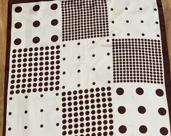 Black and White Polka Dot Vintage Scarf, 70s Scarf