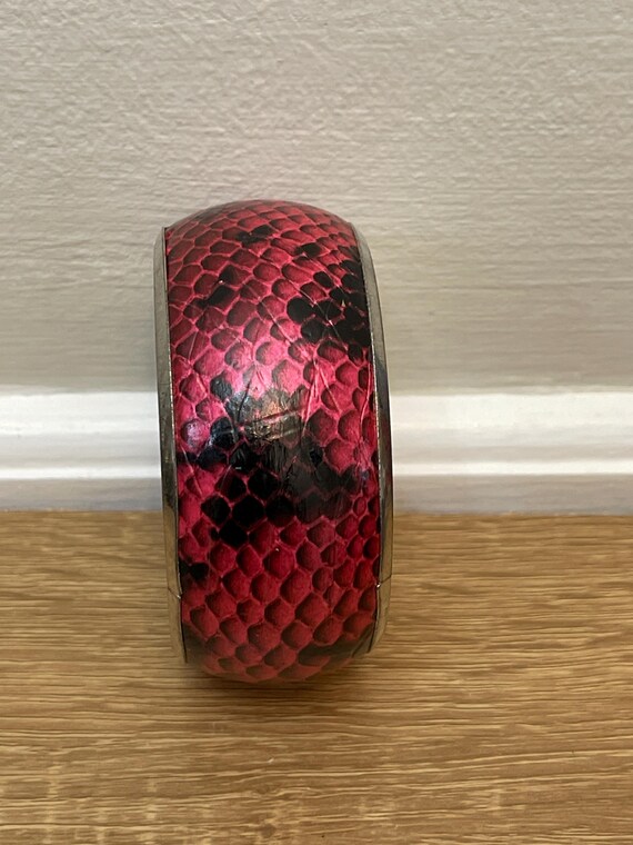 Vintage Dark Pink  and Black Python  Bangle: - image 2