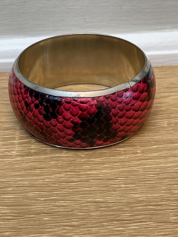 Vintage Dark Pink  and Black Python  Bangle: - image 1
