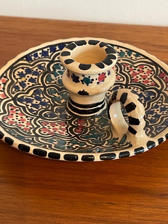 ヴィンテージのチュニジア陶器のキャンドルスタンド - Etsy 日本