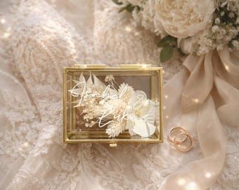 W E D D I N G | Ringbox Small | Ringkästchen | Gold | personalisiert | Ringträger | Trockenblumen
