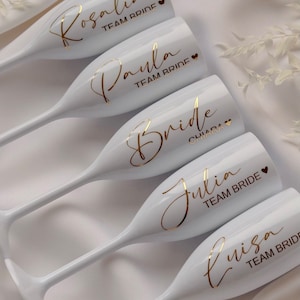 Personalized champagne glass | Champagne glass with desired name | Premium plastic glass | JGA | wedding | birthday | Bride | Team Bride |Prosecco