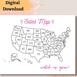 Sales Map / Printable Map / Digital Download / Small Business