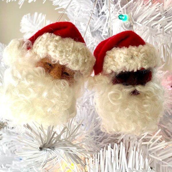 Needle Felted Santa Claus Christmas Ornament, IN STOCK, Festive Tree Decoration, Nostalgic Traditional Santa