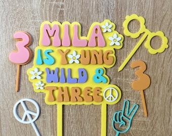 Groovy Cake Topper, 70s Cake Topper, Groovy Cake Topper, peace sign cupcake topper, Retro Cake Topper, Retro cupcake topper