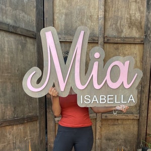 Large Wood Name Sign Nursery Name Sign Layered Name Sign Two Layers ...
