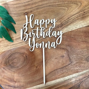 Happy Birthday Wooden Cake Topper, Custom Name Cake Topper, Custom Wooden Name Cake Topper, Rustic Cake Topper,
