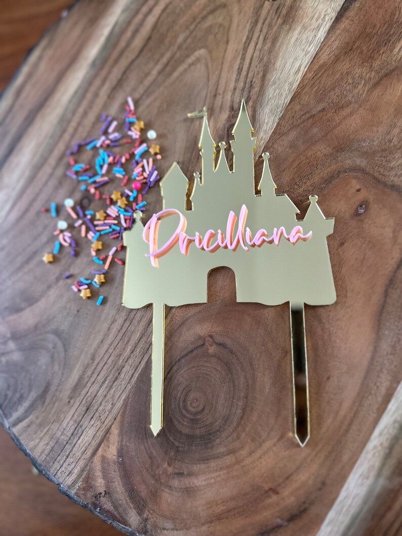 Castle Cake Topper, Princess Cake Topper, Gold Castle Cake Topper ...