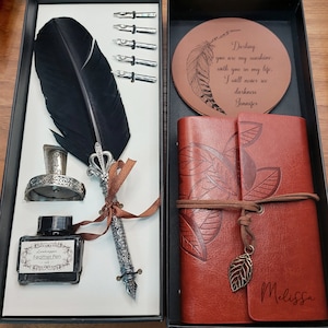 Set di calligrafia personalizzato con diario / Set di penne per calligrafia / Kit penna d'oca / Set regalo penna d'oca / Penna d'oca e inchiostro / Regalo per la festa della mamma