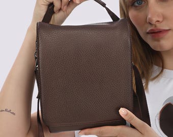 Personalized Vegan Leather Satchel Bag - Engraved Crossbody Shoulder Purse
