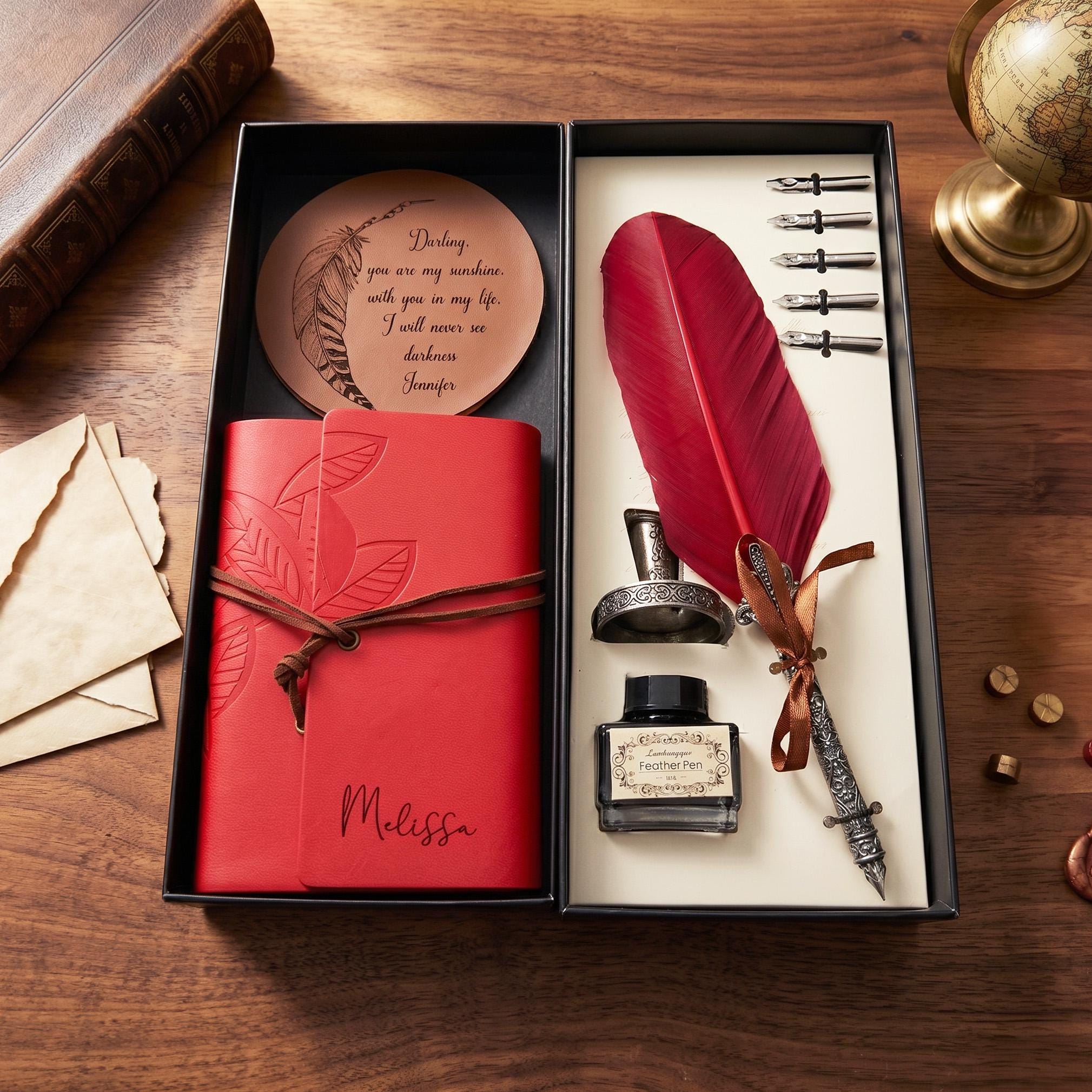 Personalized Calligraphy Gift Set / Feather Quill Pen, Vintage Nibs ...