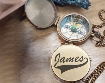 Personalized Brass Compass / Engraved Handwriting Compass, Groomsmen Gift, First Communion