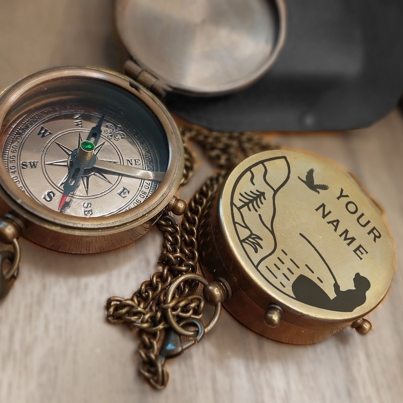 Custom Engraved Brass Compass / Personalized Monogrammed Compass - Etsy