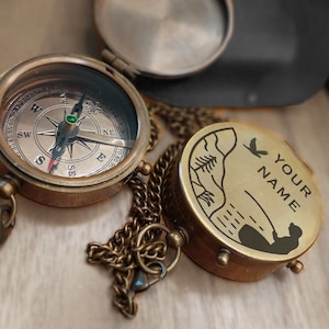 Personalisiertes Kompass Geschenk für Freund / Messing Kompass / Jahrestag Geschenke / Geburtstagsgeschenk für Freund / Kompass mit Gravur
