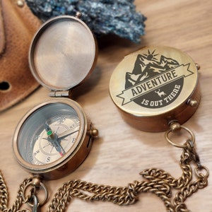 PERSONALIZED ENGRAVED COMPASS / Custom Handwriting Working Compass Gift / Anniversary Gift / Birthday Gift / Father&#39;s Day Gift Set