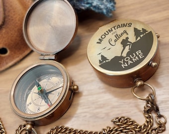 GEPERSONALISEERD KOMPAS / Gegraveerd kompas voor jubileum / Aangepast werkend kompas / Avonturier Cadeau / Cadeau voor hem