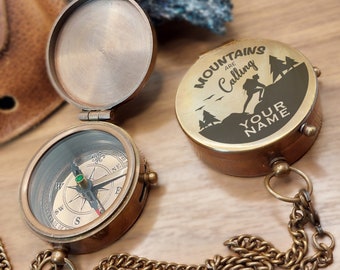 Engraved Brass Compass / Personalized Anniversary or Groomsmen Gift