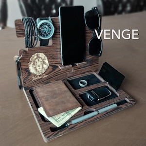 PERSONALIZED Docking Station - Desk Organizer with Handwriting - Engraved Photo Docking Station - Boyfriend Gift - Anniversary Gift Set