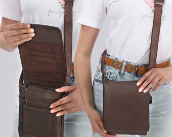 Personalized Vegan Leather Crossbody Bag - Handmade Messenger Satchel Purse