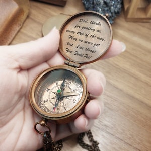 PERSONALISIERTER gravierter Kompass, funktionierender funktioneller Kompass, Taufgeschenk, Hochzeitsgeschenk, Trauzeugen Geschenk Bild 3