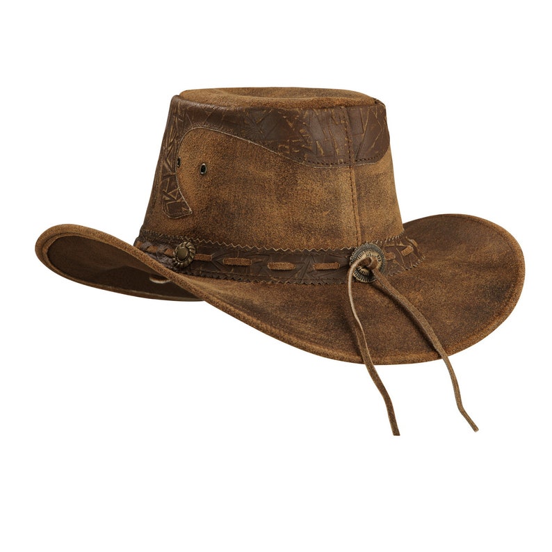 STAMP Herren Western Reiten Cowboy Leder Hut Braun Bild 8