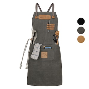 Canvas work apron, grill apron, BBQ cooking apron Art & Comfort in various designs and colors