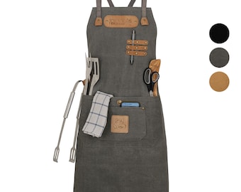 Canvas work apron, BBQ apron, cooking apron Art & Comfort in various designs