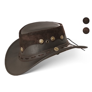 Country Luxury Western Cowboy Hat Riding Leather Sun Hat in 2 Colors